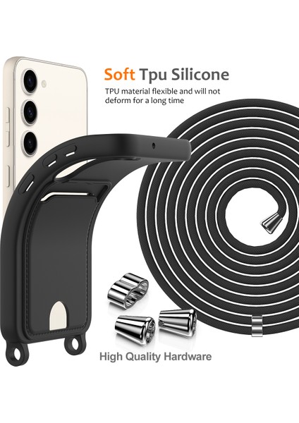 Samsung Galaxy S23+KILIF Sıvı Silikon Kart Tutucu Telefon Arka Kapağı Kordonlu-Siyah (Yurt Dışından) indirimleri