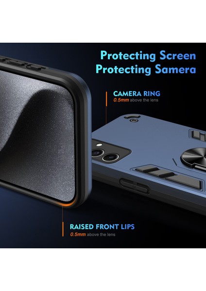 Samsung Galaxy S24 Fe Kılıf Pc+Tpu Drop Defend Telefon Kılıfı Halkalı Ayaklık-Mavi (Yurt Dışından) fırsatları