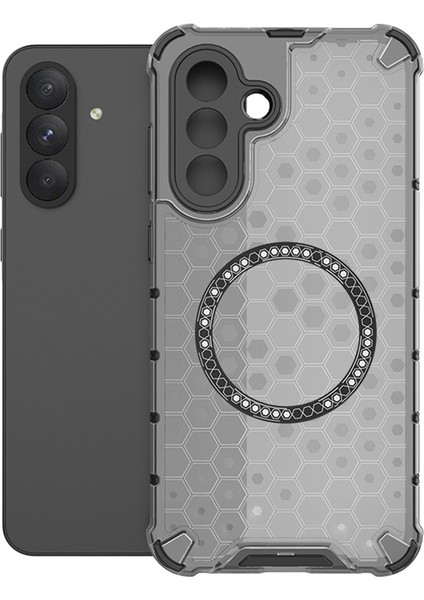 Samsung Galaxy A56 5G/A36 5g Kılıfı Magsafe Honeycomb Tasarım Tpu+Pc Telefon Kılıfı-Gri ile Uyumlu (Yurt Dışından)