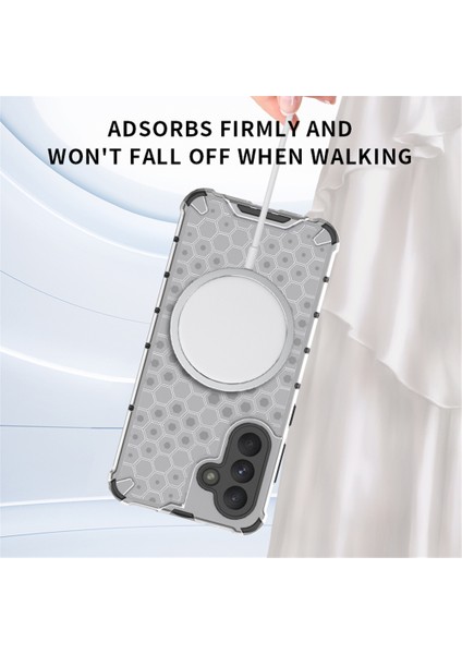 Samsung Galaxy A56 5G/A36 5g Kılıfı Magsafe Honeycomb Tasarım Tpu+Pc Telefon Kılıfı-Gri ile Uyumlu (Yurt Dışından) modelleri