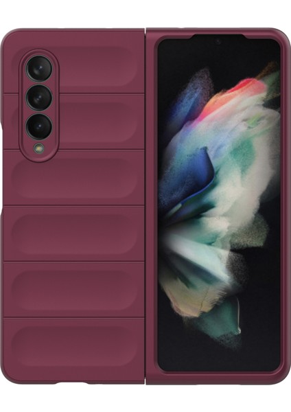 Samsung Galaxy Z Fold3 5g Sert Pc Telefon Kılıfı Çizilmeye Katlanır Kapak-Şarap Kırmızısı (Yurt Dışından) fiyatları
