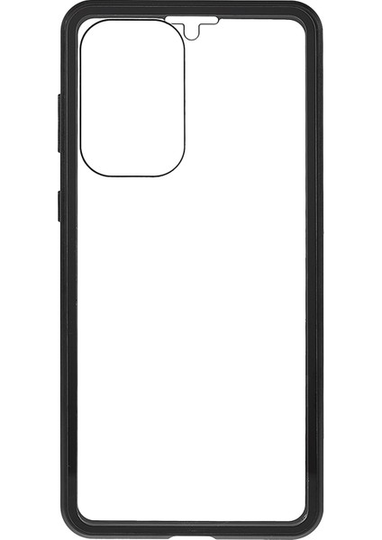 Samsung Galaxy A33 5g Için Çizilmez Metal Tampon + Çift Taraflı Temperli Cam Manyetik Kabuk 360 Derece Koruyucu Telefon Kılıfı - Siyah (Yurt Dışından) modelleri