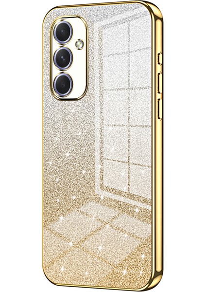 Samsung Galaxy A54 5g Kılıf Degrade Parıltılı Tpu Telefon Arka Kapağı (Hassas Kesim)-Altın (Yurt Dışından)