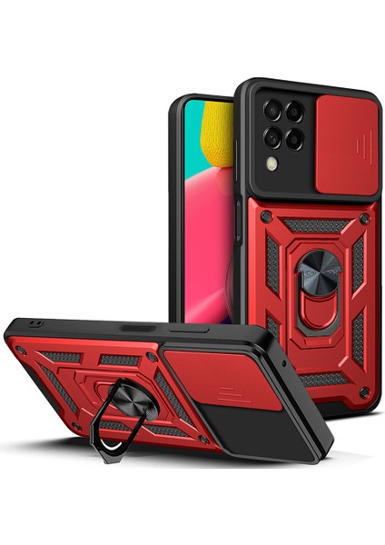 Samsung Galaxy M53 5g Ring Kickstand Telefon Kılıfı Yumuşak Tpu+Sert Pc Hibrit Darbeye Dayanıklı Koruyucu Kılıf Kamera Kapağı-Kırmızı (Yurt Dışından)