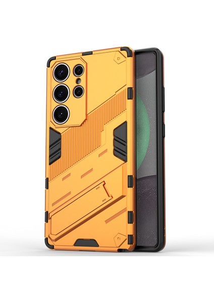 Samsung Galaxy S25 Ultra Kılıf Pc+Tpu Darbeye Dayanıklı Telefon Kılıfı Kickstand Ile-Turuncu (Yurt Dışından)