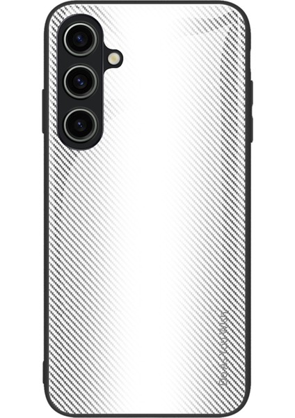 Samsung Galaxy A15 4g Telefon Kılıfı Karbon Fiber Dokulu Temperli Cam Arka Kapak-Beyaz (Yurt Dışından)