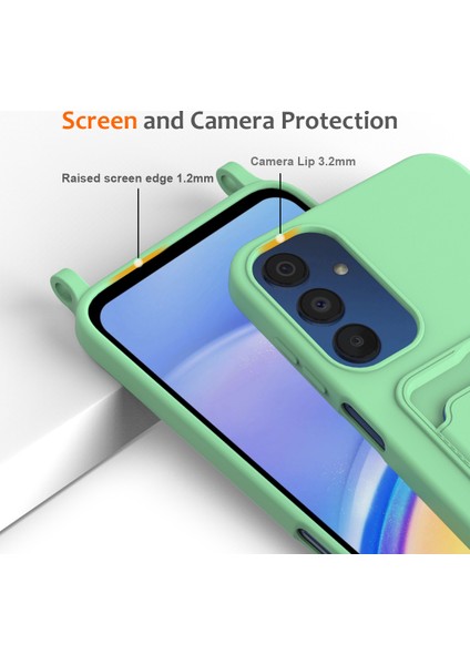 Samsung Galaxy M14 4g Sıvı Silikon Kılıf Kart Tutucu ve Kordon Arka Telefon Kılıfı-Yeşil (Yurt Dışından) fiyatları