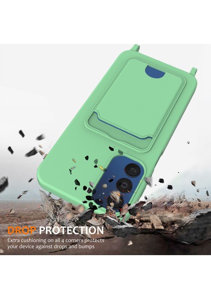 Samsung Galaxy M14 4g Sıvı Silikon Kılıf Kart Tutucu ve Kordon Arka Telefon Kılıfı-Yeşil (Yurt Dışından) modelleri