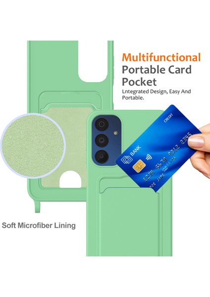Samsung Galaxy M14 4g Sıvı Silikon Kılıf Kart Tutucu ve Kordon Arka Telefon Kılıfı-Yeşil (Yurt Dışından) indirimleri