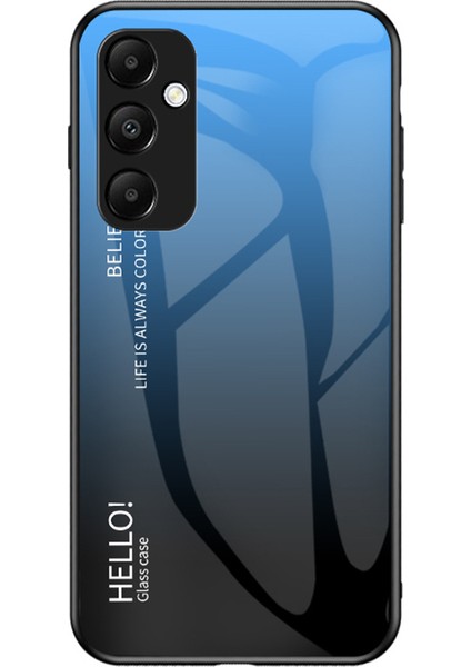 Samsung Galaxy A55 5g Kılıf Degrade Temperli Cam + Pc + Tpu Telefon Kılıfı - Degrade Mavi Siyah (Yurt Dışından)