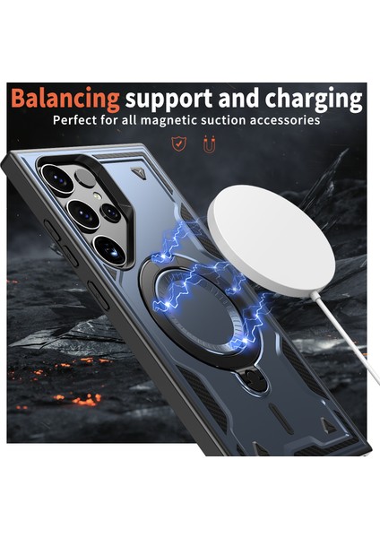 Samsung Galaxy S23 ULTRA/S22 Ultra 5g Kılıf Magsafe Askeri Koruma Pc+Tpu Kickstand Telefon Kılıfı-Mavi ile Uyumlu (Yurt Dışından) fiyatları