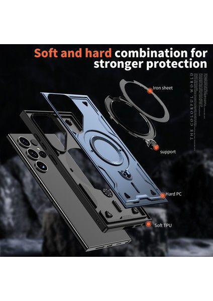 Samsung Galaxy S23 ULTRA/S22 Ultra 5g Kılıf Magsafe Askeri Koruma Pc+Tpu Kickstand Telefon Kılıfı-Mavi ile Uyumlu (Yurt Dışından) fırsatları