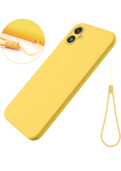 Samsung Galaxy F14 5g Anti-Toz Sıvı Silikon Telefon Kılıfı Yumuşak Astarlı Telefon Kılıfı Kayışlı-Sarı (Yurt Dışından)