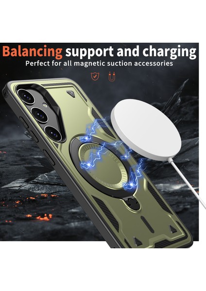 Samsung Galaxy S24 Fe Kılıfı Magsafe Askeri Koruma Pc+Tpu Kickstand Telefon Kılıfı ile Uyumlu-Zeytin Yeşili (Yurt Dışından) fiyatları