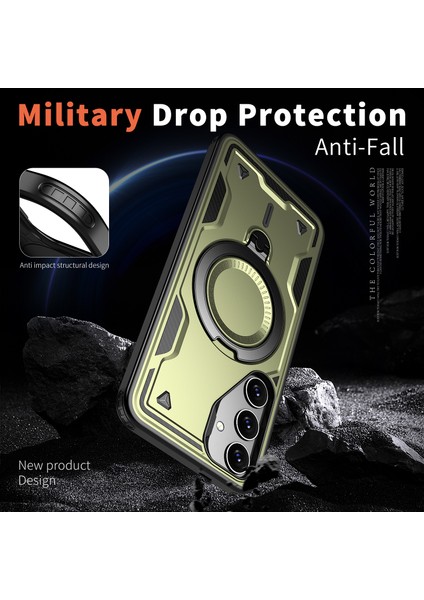 Samsung Galaxy S24 Fe Kılıfı Magsafe Askeri Koruma Pc+Tpu Kickstand Telefon Kılıfı ile Uyumlu-Zeytin Yeşili (Yurt Dışından) modelleri
