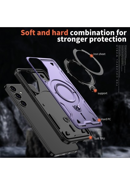 Samsung Galaxy S24 Fe Kılıfı Magsafe Askeri Koruma Pc+Tpu Kickstand Telefon Kılıfı-Mor ile Uyumlu (Yurt Dışından) fırsatları