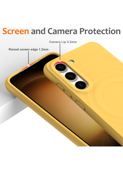 Samsung Galaxy S23+MANYETIK Telefon Kılıfı Dalgalı Doku Sıvı Silikon Darbeye Dayanıklı Kapak-Sarı (Yurt Dışından) fırsatları