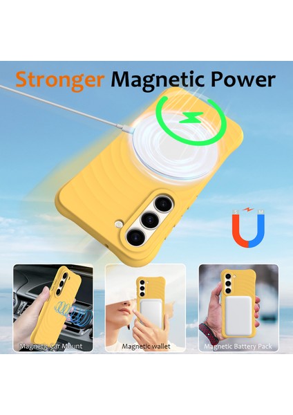 Samsung Galaxy S23+MANYETIK Telefon Kılıfı Dalgalı Doku Sıvı Silikon Darbeye Dayanıklı Kapak-Sarı (Yurt Dışından) indirimleri