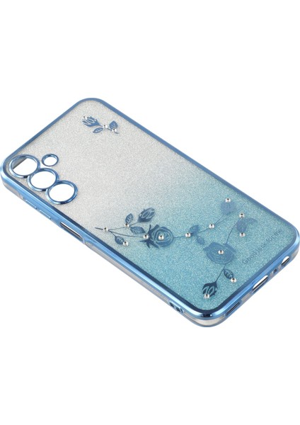 Kadem Telefon Kabuğu Samsung Galaxy A54 5g, Degrade Parıltı Toz Yapay Elmas Dekor Çiçek Desen Tpu Telefon Kılıfı-Mavi (Yurt Dışından) fırsatları