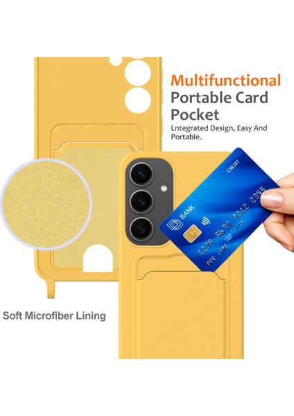 Samsung Galaxy S25 Kılıfı Sıvı Silikon Kart Tutucu Telefon Arka Kapağı Kordonlu-Sarı (Yurt Dışından) indirimleri