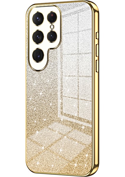 Samsung Galaxy S24 Ultra Tpu Kılıf Hassas Kesim Parıltılı Tasarım Telefon Arka Kapağı-Altın (Yurt Dışından)