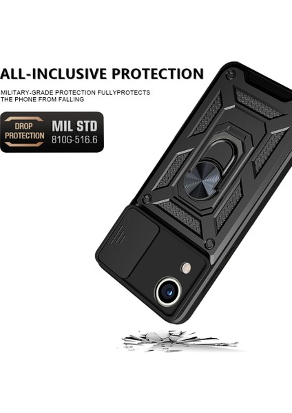 Samsung Galaxy A03 Core Pc+Tpu Çizilmez Zırhlı Telefon Kılıfı Halka Tutucu Kickstand Koruyucu Kılıf Kamera Kayar Kapaklı-Gümüş (Yurt Dışından) modelleri