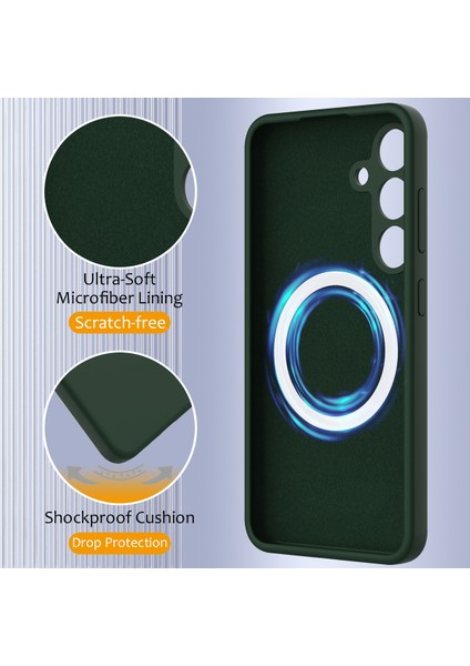 Samsung Galaxy S24 Fe Kılıfı Magsafe Anti-Düşme Sıvı Silikon Telefon Kılıfı ile Uyumlu-Koyu Yeşil (Yurt Dışından) indirimleri
