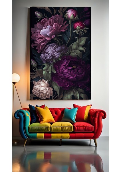 Sanatsal Mor Çiçekler Ev Duvar Salon Güzellik Salonu Ofis Dükkan Dekarasyon Kanvas Tablo
