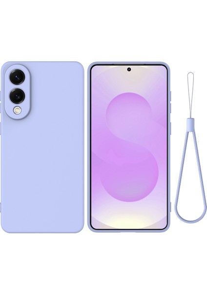 Samsung Galaxy S25 Edge Sıvı Silikon Kılıf Telefon Arka Kapağı El Kayışı Ile-Mor (Yurt Dışından)