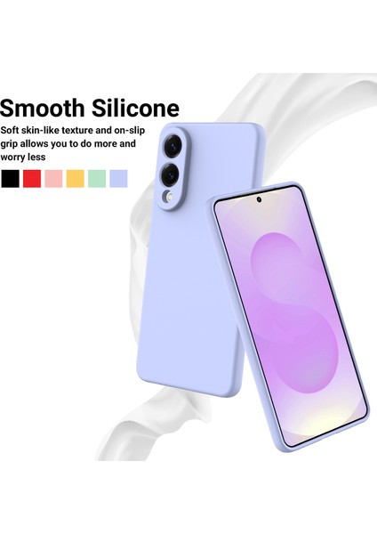 Samsung Galaxy S25 Edge Sıvı Silikon Kılıf Telefon Arka Kapağı El Kayışı Ile-Mor (Yurt Dışından) modelleri