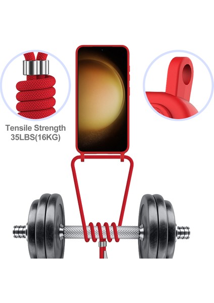 Samsung Galaxy S23+KILIF Sıvı Silikon Kart Tutucu Telefon Arka Kapağı Kordonlu-Kırmızı (Yurt Dışından) fırsatları