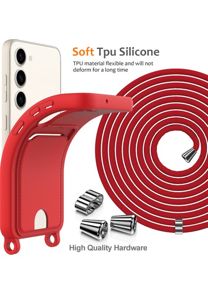 Samsung Galaxy S23+KILIF Sıvı Silikon Kart Tutucu Telefon Arka Kapağı Kordonlu-Kırmızı (Yurt Dışından) indirimleri