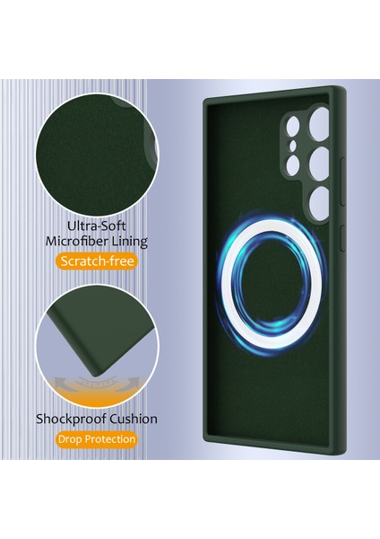 Samsung Galaxy S24 Ultra Kılıf Magsafe Anti-Düşme Sıvı Silikon Telefon Kılıfı ile Uyumlu-Koyu Yeşil (Yurt Dışından) indirimleri