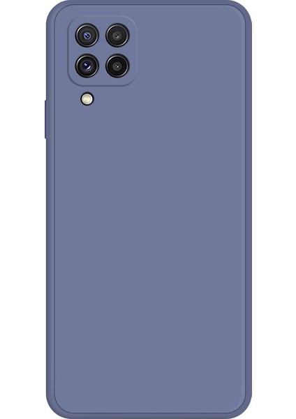 Samsung Galaxy A22 4g (Ab Sürümü) Için Cep Telefonu Arka Kapağı, Mikrofiber Astarlı Düz ​​kenarlı Ka Esnek Tpu Telefon Kılıfı-Gri Mavi (Yurt Dışından)