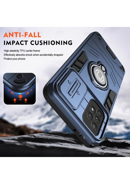 Samsung Galaxy A33 5g Kılıf Halkalı Kickstand Kamera Koruma Pc+Tpu Telefon Kılıfı-Mavi (Yurt Dışından) fırsatları