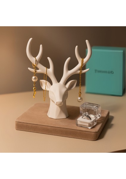 Geyik Figürlü Dekoratif Takı Standı & Duvar Süsü – Minimalist & Zarif Tasarım