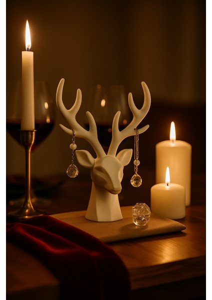 Geyik Figürlü Dekoratif Takı Standı & Duvar Süsü – Minimalist & Zarif Tasarım fırsatları