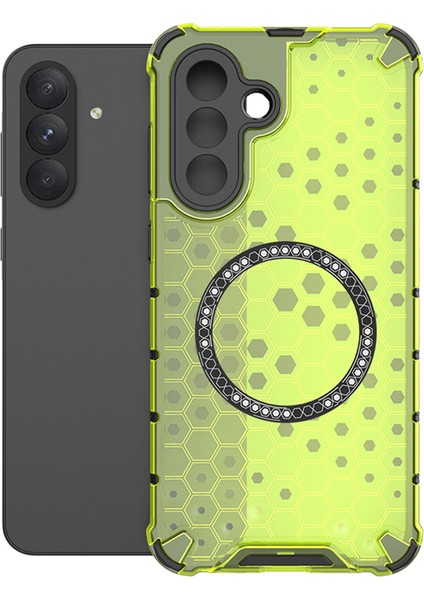 Samsung Galaxy A56 5G/A36 5g Kılıfı Magsafe Honeycomb Tasarım Tpu+Pc Telefon Kılıfı-Yeşil ile Uyumlu (Yurt Dışından)