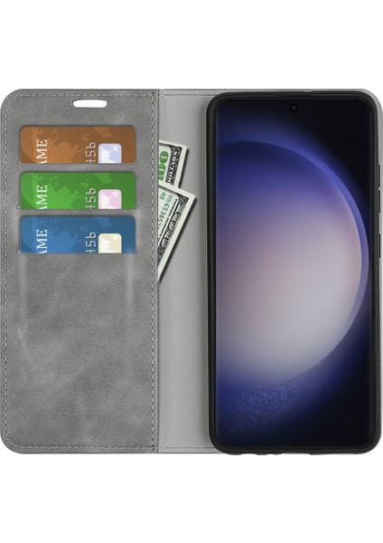 Samsung Galaxy S24 Ultra Kılıf Anti-Düşme Telefon Kılıfı Cilt Dokunuşlu Pu Deri Kapaklı Kılıf-Gri (Yurt Dışından) fiyatları
