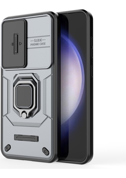 Samsung Galaxy S24 Fe Kılıf Halka Kickstand Pc+Tpu Telefon Kılıfı Sürgülü Kamera Koruma-Gri (Yurt Dışından) modelleri
