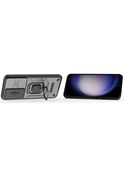 Samsung Galaxy S24 Fe Kılıf Halka Kickstand Pc+Tpu Telefon Kılıfı Sürgülü Kamera Koruma-Gri (Yurt Dışından) fırsatları