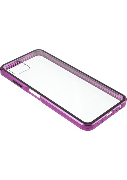Metal Çerçeve + Çift Taraflı Hd Temperli Cam Düşmeye Karşı Koruyucu Manyetik Emici Telefon Kılıfı Samsung Galaxy A22 5g (Ab Sürümü) - Mor (Yurt Dışından) modelleri