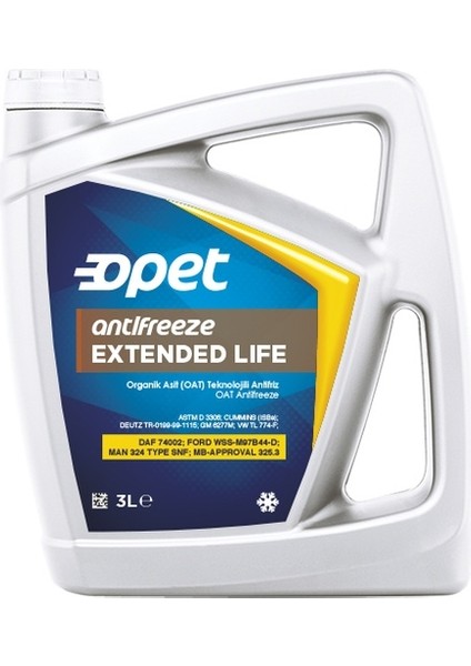 Opet Kırmızı Antifiriz 3 L Üretim 2021 Ağustos