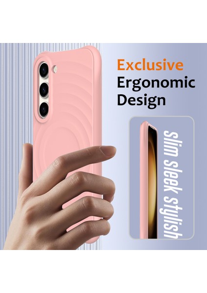 Samsung Galaxy S23+MANYETIK Telefon Kılıfı Dalgalı Doku Sıvı Silikon Darbeye Dayanıklı Kapak-Pembe (Yurt Dışından) modelleri