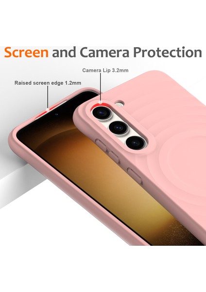 Samsung Galaxy S23+MANYETIK Telefon Kılıfı Dalgalı Doku Sıvı Silikon Darbeye Dayanıklı Kapak-Pembe (Yurt Dışından) fırsatları