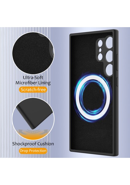Samsung Galaxy S24 Ultra Kılıf Magsafe Anti-Düşme Sıvı Silikon Telefon Kılıfı ile Uyumlu-Siyah (Yurt Dışından) indirimleri