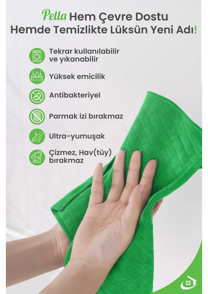 Tezgah Bezi Ithal 40X40CM Yeşil Yüksek Su Emici Sıkılması En Kolay