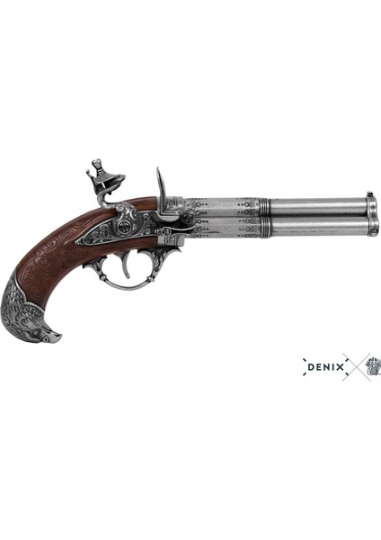 France 18.yüzyıl 3 Barrel Pistol 30CM Koleksiyon Obje
