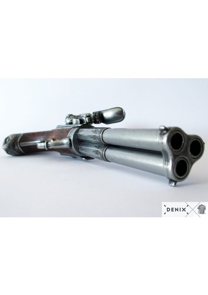 France 18.yüzyıl 3 Barrel Pistol 30CM Koleksiyon Obje modelleri
