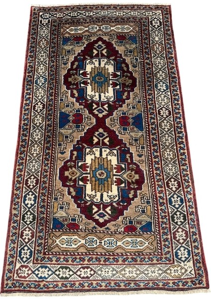 El Dokuma Sıfır Çanakkale Lapseki Halısı 87X165 Kök Boya Yün Halı